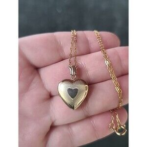 12K GF Heart Locket Pendant Necklace Vintage READ Description